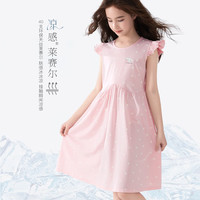 凯蒂猫Hello Kitty女童睡裙夏季2025儿童公主风家居服大童洋气连衣裙子短袖夏装 天空蓝 130 cm