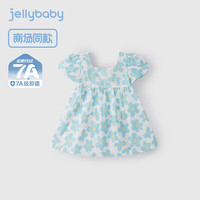 JELLYBABY[7A抗菌]女童连衣裙纯棉夏季小童法式夏装潮宝宝童装儿童公主裙子 蓝色 【7A抗菌】 110