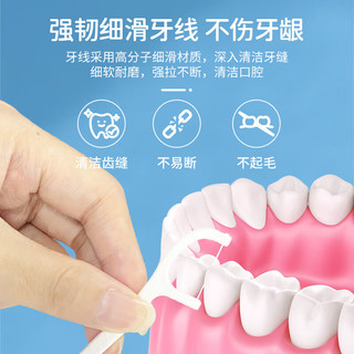 德卫牙线棒超细耐磨成人牙签线圈便携清洁牙垢剔牙口腔护理家庭盒装 【400支】国民牙线棒共8盒