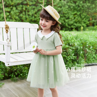 JELLYBABY【2025夏季新品】女童裙子宝宝法式短袖纱裙小童甜美风儿童公主裙 紫色 【7A抗菌】 110