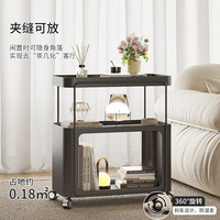 左客左家铁艺茶几客厅小户型沙发边几2025可移动创意迷你茶几床头边桌 带轮｜黑色