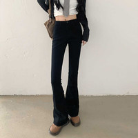 真维斯（Jeanswest）女装时尚显瘦喇叭裤 2025春季女式黑色高腰牛仔长裤LE 黑色8010 25