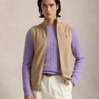 Men's Mesh-Knit Cotton Full-Zip Sweater Vest