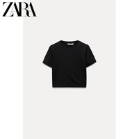 ZARA2025春季 女装 弹力休闲短款高腰圆领T恤 2335299 800 XS (160/80A)