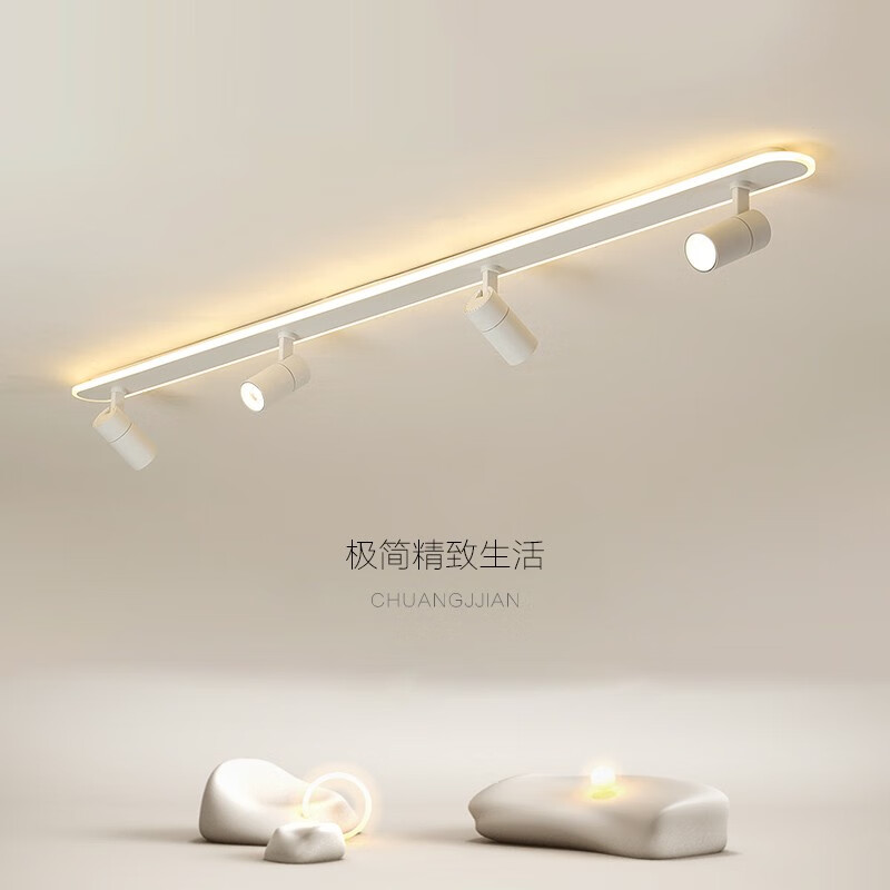 黑控 射灯led轨道灯北欧家用客厅天花筒灯明装衣帽间服装商用射灯 哑黑 3头【120CM】白光