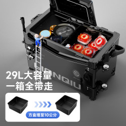 连球 钓箱全套多功能2023超轻钓鱼箱可坐29升台钓箱装备黑武士