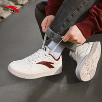 安踏经典撞色低帮小白鞋板鞋男夏季百搭简约运动鞋潮流时尚滑板鞋 象牙白/数码蓝-2 43