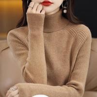 高领套头毛衣女宽松2024秋冬女内搭长袖纯色针织打底衫