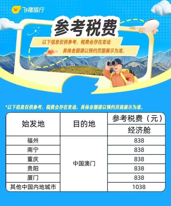 澳门航空 中国内地-中国澳门 双人往返经济舱机票卡