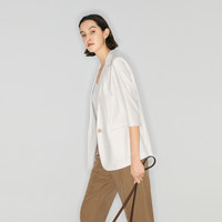 麦檬MM浅春系西装外套通勤质感上衣5F4313061 本白色5C4210971Q XS