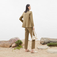 麦檬MM浅春系西装外套通勤质感上衣5F4313061 深卡其599C210211 M