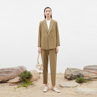 麦檬MM浅春系西装外套通勤质感上衣5F4313061 深卡其599C210211 S