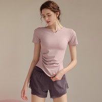 舒贝纳 运动套装女夏2023瑜伽服短袖紧身晨跑步速干时尚洋气上衣