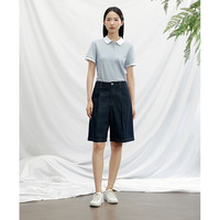 BEANPOLE滨波 2025春夏女士休闲波浪领甜美短袖POLO衫T恤 淡粉红 160/84A