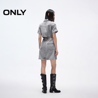 ONLY2025夏季做旧性感露腰设计翻领短袖牛仔短裙连衣裙女