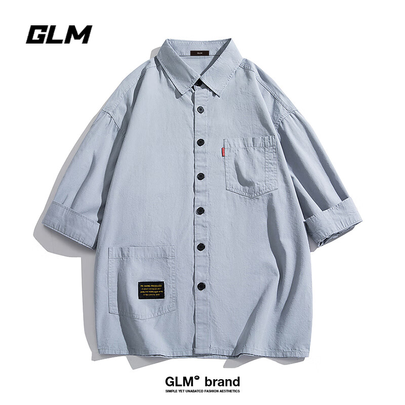 GLM短袖衬衫男夏季韩版大码潮流百搭衬衣