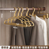 名至 WISE MZ-A23 衣架 5个 香槟金 加宽无痕 铝合金 防滑