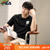 FILA 官方男装短袖T恤夏季时尚休闲简约圆领针织短袖衫男 正黑色