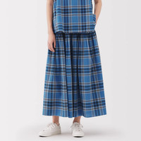 無印良品 MUJI（無印良品 ）女式 马德拉斯格纹 宽摆裙长半身裙女装裙子25年夏季新品BE1XKA5S