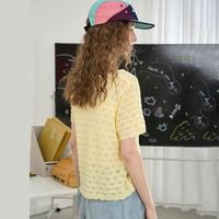 纯色镂空修身显瘦短袖针织开衫2025夏季百搭休闲女式针织衫