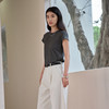 阿依莲休闲短袖t恤女装2025年夏季气质高级上衣 灰茉莉 S