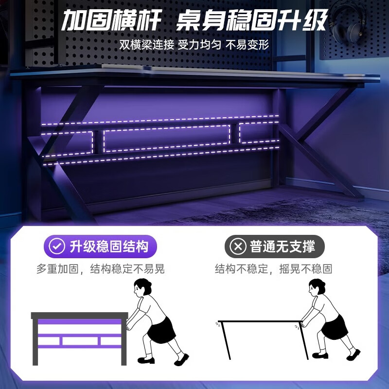 礼想木电脑桌台式家用书桌书架一体桌子卧室学习桌办公桌洞洞板电竞桌椅 【单层桌架组合】贝母白80*50cm
