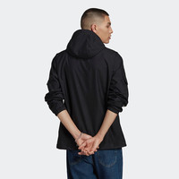 三叶草(Adidas)经典款 黑白 侧边三条纹 立领长袖 梭织 风衣 夹克 外套 男女 GN3475(连帽款) M