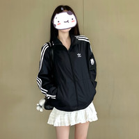 三叶草（Adidas）经典款 黑白 侧边三条纹 立领长袖 梭织 风衣 夹克 外套  男女 JL8396 L
