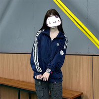 三叶草(Adidas)经典款 黑白 侧边三条纹 立领长袖 梭织 风衣 夹克 外套 男女 JL8398 L