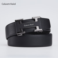 Caluom Kaiol品牌皮带男自动扣轻奢真皮腰带商务男士裤带父亲节送爸爸 【专柜礼盒】8027A轻奢银色/外穿式 115cm -130cm默认(可修剪)