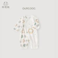 夏季新生儿长袖哈衣0-6个月婴儿纯棉a类连体衣宝宝薄款空调服