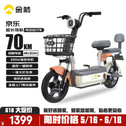 金箭 新国标电动车京乐48V20Ah续航70公里铅酸电池电瓶车代步助力长续航漫步白