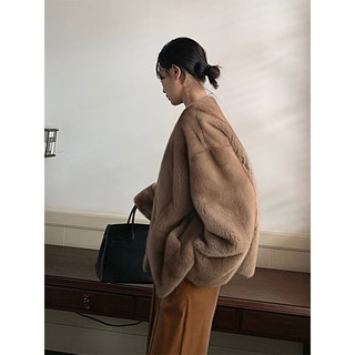 付智恩卢浮宫 貂皮皮草女时尚V领整貂年轻款水貂绒外套2024热款 精灵灰 M