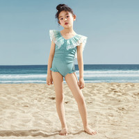 MiniPeace太平鸟美人鱼彩色鳞片夏女童泳衣女宝宝儿童泳装 绿色 160
