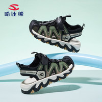 哈比熊儿童2025凉鞋男童夏季宝宝软底女童沙滩鞋中大童幼小童 黑绿（运动凉鞋）AU7879 27码