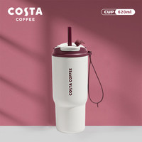 咖世家咖啡 COSTA保温杯经典水杯大容量家用冰霸杯女生高颜值咖啡杯吸管杯 子弹头-经典红