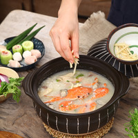 万土烧土锅陶瓷日式砂锅煲汤沙锅熬药炖汤养生锅家用煤气适用火锅 黑十草5号中锅（2-3人用） 2L