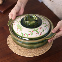 万土烧砂锅煲家用家用土锅耐高温干烧不裂陶瓷沙锅 煤气灶电陶炉适用 冬青8号锅 （适合3-5人） 3.5L