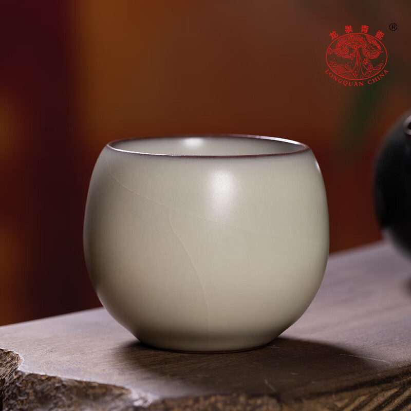 龙泉青瓷主人杯单杯哥窑冰裂纹茶杯家用中式高端功夫茶具单个人品茗杯茶盏 罗汉杯 礼盒装