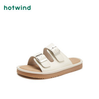 热风 hotwind勃肯鞋半拖女款2025年夏季百搭外穿凉拖沙滩拖鞋休闲女鞋 03米色(凉鞋)H50W4216 35