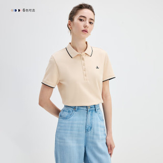 navigare 女士T恤25春夏季休闲简约POLO衫百搭时尚体恤衫 燕麦色