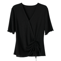 欧莎（OSA）【迷人风情】设计感上衣黑色正肩短袖t恤女夏季2025年 深红色 S