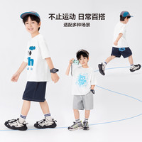 左西男童短裤夏季轻薄透气儿童拼接裤子2025中大童运动裤童装衣服 浅麻灰 150