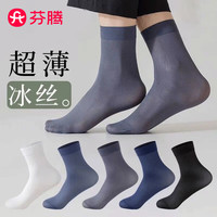 芬腾【透气冰丝】10双装夏季薄款网纱商务休闲男士袜子亲肤男袜男款 黑*3青*3白*2灰*2 共 10双 均码