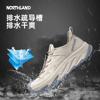 诺诗兰溯溪鞋25夏季男女低帮透气休闲鞋户外登山轻便排水徒步鞋 卡其米色-男 43
