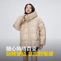 冬季女士中长款可脱卸帽黑金系列羽绒服