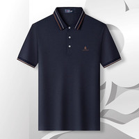 梦特娇 夏季男式商务Polo衫短袖凉感T恤3087D 2XL /54 藏青