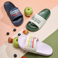 Champion冠军拖鞋男夏季通勤沙滩鞋女立体胶印潮牌一字拖半拖 绿色 42