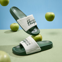 Champion冠军拖鞋男夏季通勤沙滩鞋女立体胶印潮牌一字拖半拖 深蓝 39