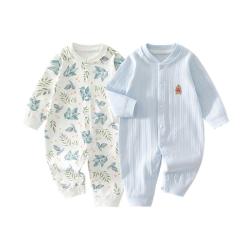 七贝乐 2件 婴儿连体衣2025春秋装新生儿衣服纯棉睡衣男宝宝套装哈衣爬服